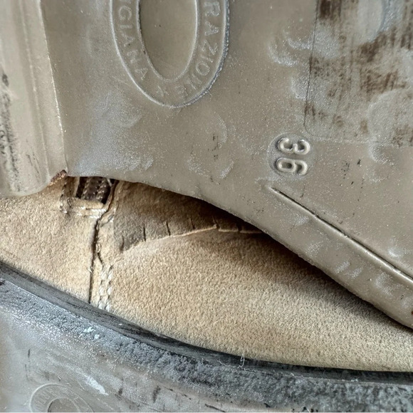 Sundance Suede Western Fringe Ankle Boot Bootie Beige Size 36 - Picture 8 of 11